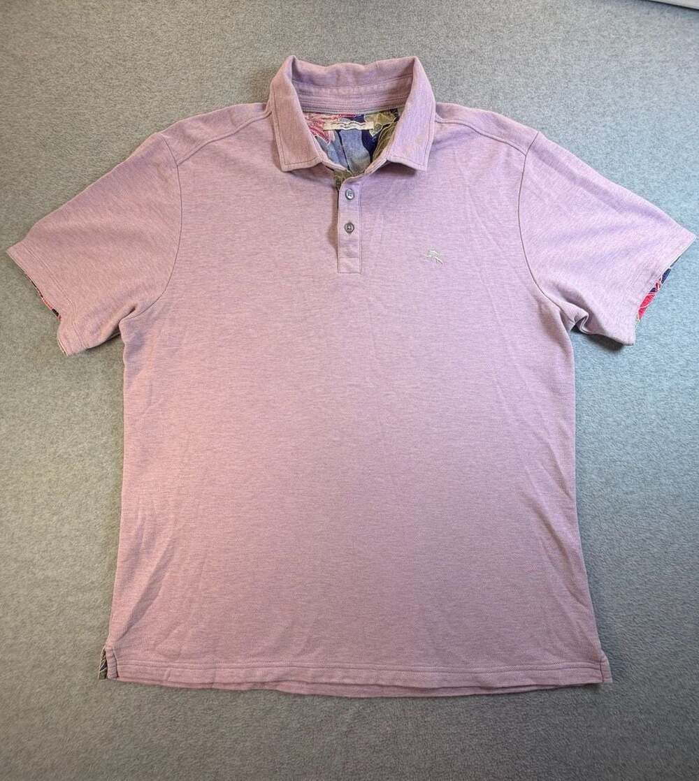 Tommy Bahama IslandZone Polo Shirt Lavender Floral Trim